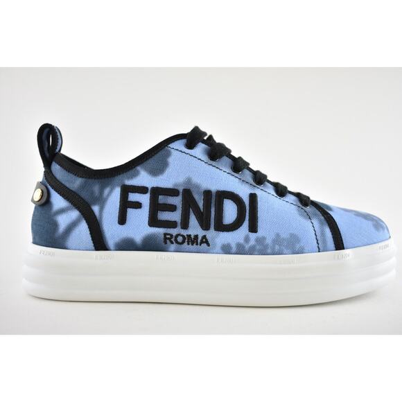 Fendi Rise Tie Dye Blue Black White Platform Logo Low Top Trainer Sneaker 39 - Picture 3 of 12